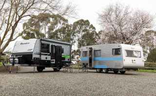 Two caravans parked in the caravan park