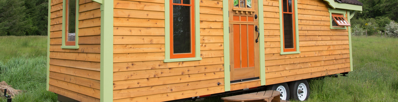 Tiny wooden house on wheels